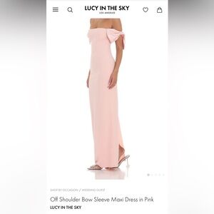 Blush pink crepe bow sleeve maxi dress - size small -  NWT $65